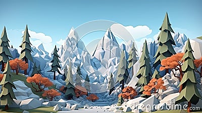 Geometric Landscape in Half Poly Style Stock Photo