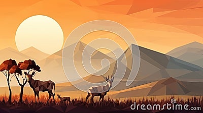 Geometric Landscape in Half Poly Style Stock Photo