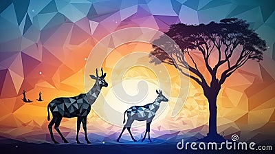 Geometric Landscape in Half Poly Style Stock Photo