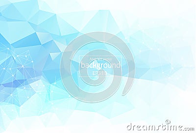 Geometric Light Blue Polygonal background molecule and communication. Connected lines with dots. Minimalism background. Concept of Vector Illustration