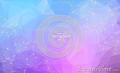 Geometric Light purple Polygonal background molecule and communication. Connected lines with dots. Minimalism background. Concept Vector Illustration