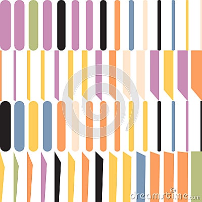 Geometric artwork pattern with vertical columns rectangles and trapezoids, rhythmic design Vector Illustration