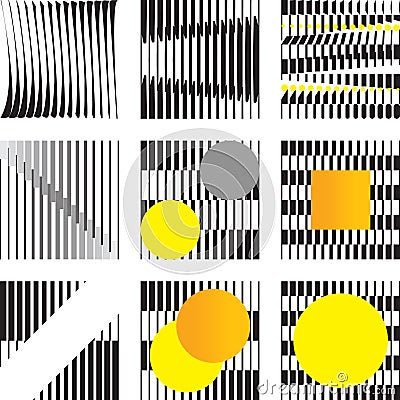 Geometric artwork pattern with vertical columns rectangles and trapezoids, rhythmic design Vector Illustration
