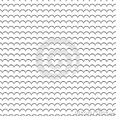 Geometric line monochrome abstract seamless pattern with waves Vector Illustration