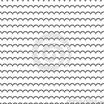 Geometric line monochrome abstract seamless pattern with waves Vector Illustration