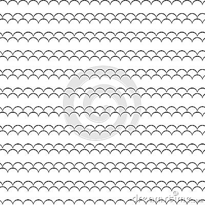 Geometric line monochrome abstract seamless pattern with waves Vector Illustration