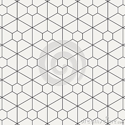 Geometric linear vector pattern, repeating thin line hexagon and trapezoid shape. graphic clean for printing, fabric, background. Vector Illustration
