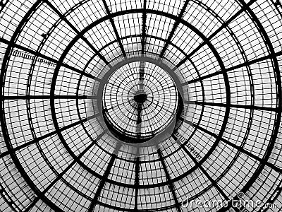 Geometric lines of a glass cupola Stock Photo