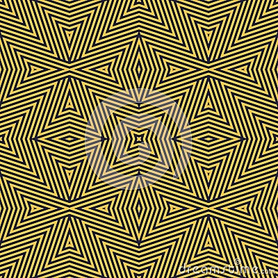 Geometric lines seamless pattern. Vector black and yellow stripes background Vector Illustration