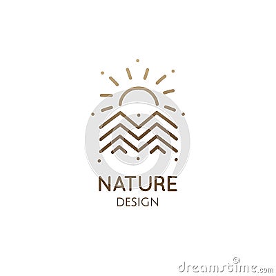 Geometric logo mountain landscape Vector Illustration