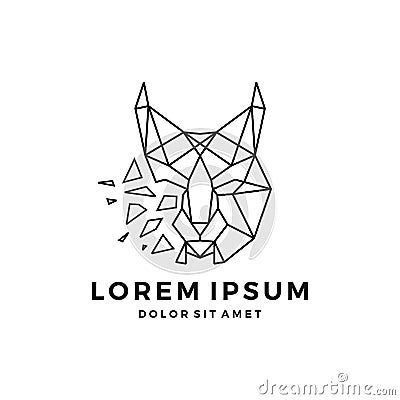 geometric lynx head logo vector icon line art outline download Stock Photo