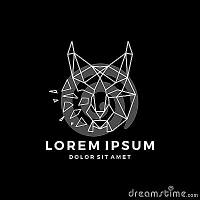 geometric lynx head logo vector icon line art outline download Stock Photo