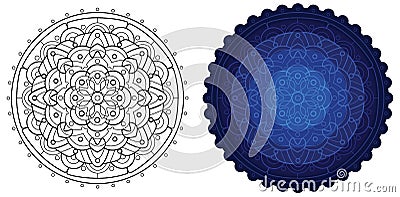 Geometric mandala. Round pattern for coloring book. Vector Illustration