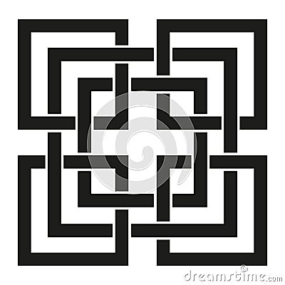 Geometric maze pattern. Black rectangular lines. Abstract labyrinth design. Vector illustration. Vector Illustration