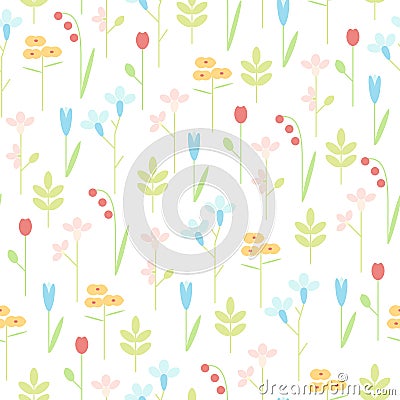 Geometric meadow flowers seamless vector background Vector Illustration