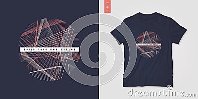 Geometric mens t-shirt design, graphic print, vector illustration Vector Illustration