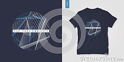 Geometric mens t-shirt design, graphic print, vector illustration Vector Illustration