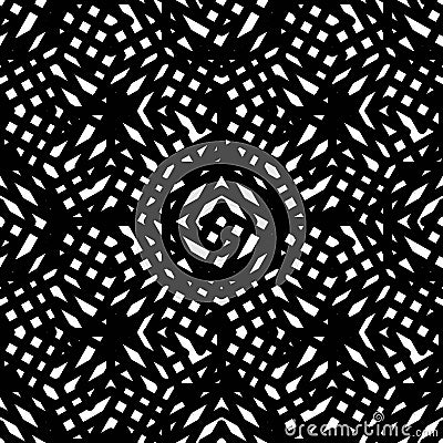 Geometric messy lined seamless pattern, black vector endless background. Decorative net splicing motif texture. Vector Illustration