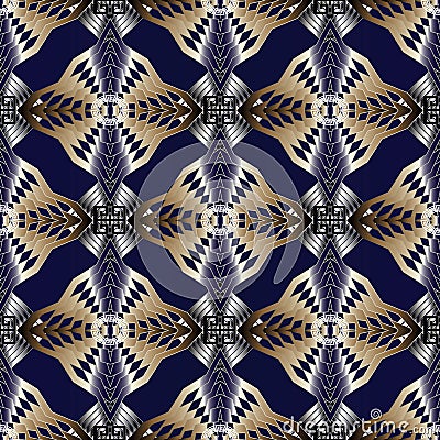 Geometric modern seamless pattern. Black vector geometry abstract background wallpaper with gold white silver vertical zigzag Vector Illustration