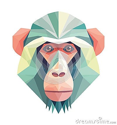 Geometric Monkey Head icon isolated Vector Illustration