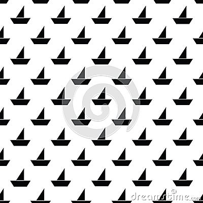 Geometric monochrome abstract seamless pattern with sailboats Vector Illustration