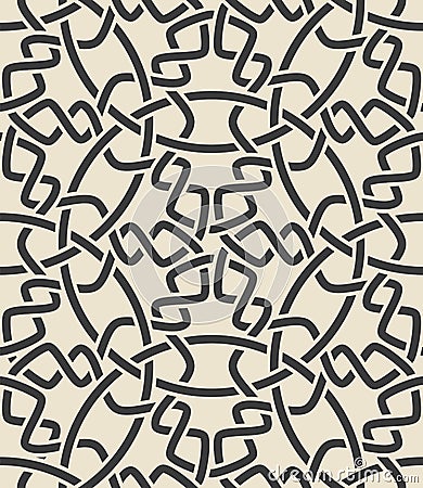 Geometric monochrome weaving seamless pattern Vector Illustration