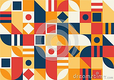 Geometric mosaic, Bauhaus pattern. Modern geometry figure, shape. Bauhaus. Geometric mosaic. Minimal mural texture Vector Illustration