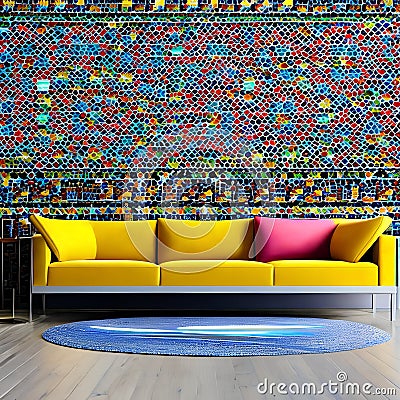 317 Geometric Mosaic: A modern and geometric background featuring a mosaic of geometric shapes in vibrant and harmonious colors Stock Photo