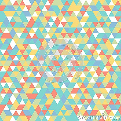 Geometric mosaic pattern yellow blue green white orange triangle Stock Photo