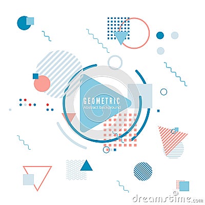 Geometric motion design concept. Simple geometry pattern with frame and text. Identity banner print. Vector Illustration