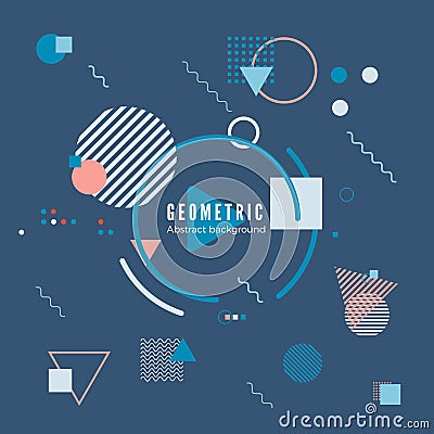 Geometric motion design concept. Simple geometry pattern with frame and text. Identity banner print. Vector Vector Illustration