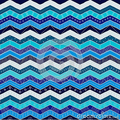 Geometric multicolor chevron or zig zag, seamless tribal pattern Stock Photo