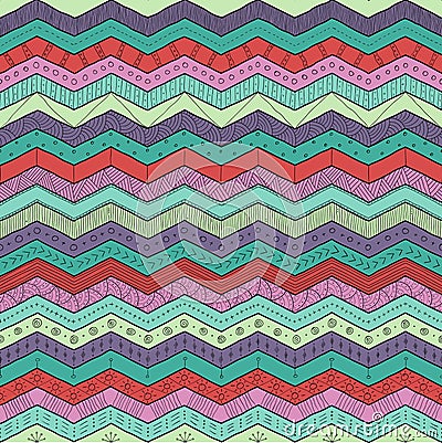 Geometric multicolor chevron or zig zag, seamless tribal pattern Stock Photo