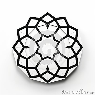 Geometric Octane Render: White And Black Ornate Design Stock Photo