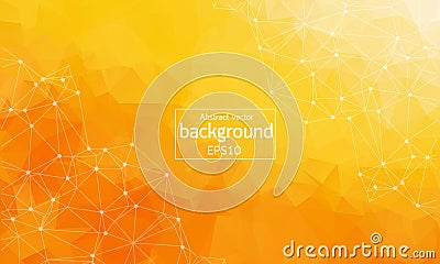 Geometric Orange Polygonal background molecule and communication. Connected lines with dots. Minimalism background. Concept of the Vector Illustration