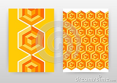 Geometric orange yellow hexagon cubes business design for annual report, brochure, flyer, poster. Geometric background vector Vector Illustration