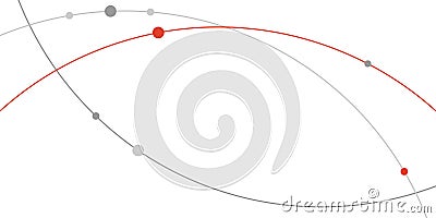 Geometric orbits and intersecting paths with vivid red details, representing futuristic themes. Great for AI, robotics Stock Photo
