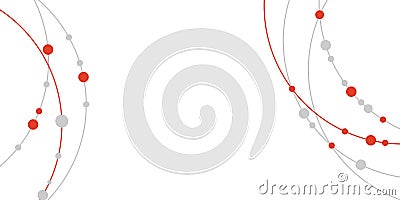 Geometric orbits and intersecting paths with vivid red details, representing futuristic themes. Great for AI, robotics Stock Photo
