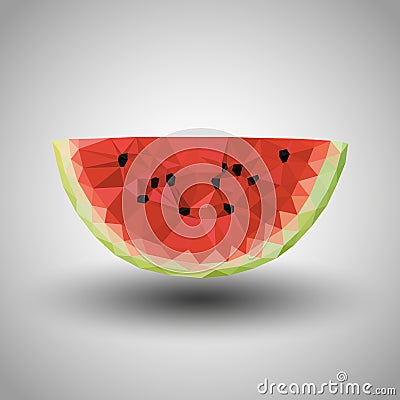 Geometric origami watermelon with grey background Vector Illustration