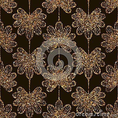 Geometric ornament gold seamless pattern. Modern art deco leaves Stock Photo