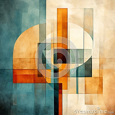Abstract Retro-futurism Painting With Cubist Elements Stock Photo
