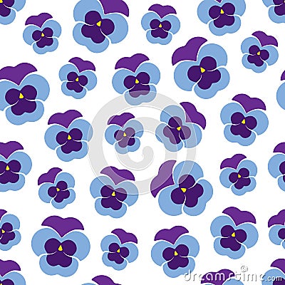 Geometric pansy seamless pattern. Heartsease Vector Illustration