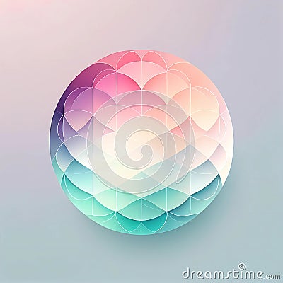 Geometric pastel color circle form logo. Generative ai design art Stock Photo