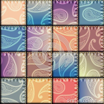 Geometric patchwork pattern of a squares. Vector Illustration
