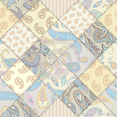 Geometric patchwork pattern of a squares. Vector Illustration