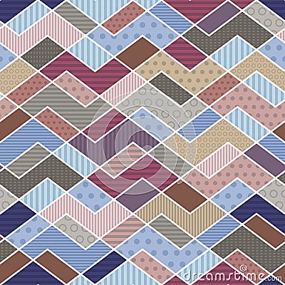 Geometric patchwork pattern in trend colors Vector Illustration