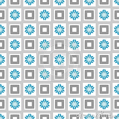 Geometric pattern in blue, grey and white colors. Stylish background. Repeating modern tiling Vector Illustration