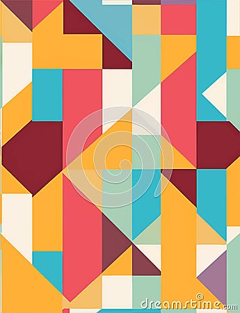 Geometric pattern design of Scandinavian abstract color or Swiss geometry prints with vector rectangles Stock Photo