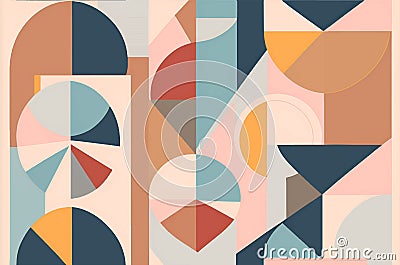 Geometric pattern design of Scandinavian abstract color or Swiss geometry prints with vector rectangles Stock Photo