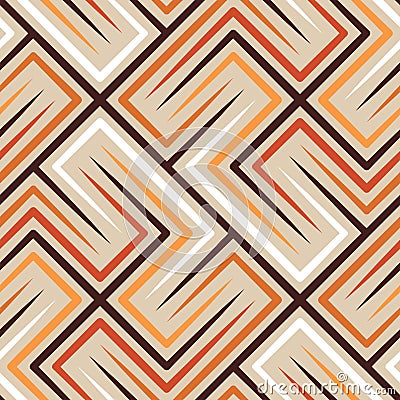 Geometric pattern with a maze of interlocking thin multicolored lines on a beige background. Modern style. Vector Illustration